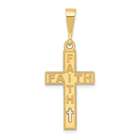 14K Laser Cut FAITH Cross Charm-YC1198