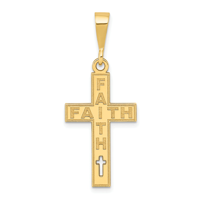 14K Laser Cut FAITH Cross Charm-YC1198