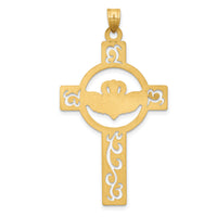 14k Laser Cut Claddagh Cross Charm-YC1207