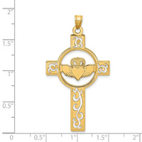 14k Laser Cut Claddagh Cross Charm-YC1207