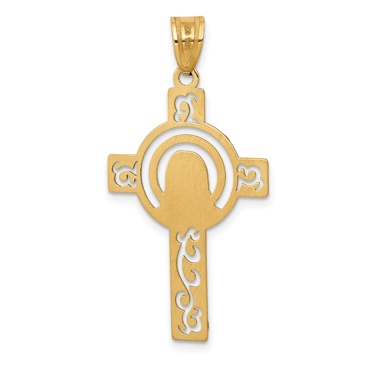 14k Laser Cut Jesus Face Cross Charm-YC1209