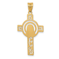 14k Laser Cut Jesus Face Cross Charm-YC1209