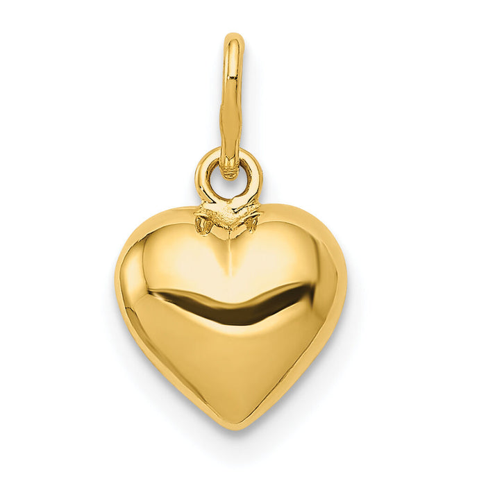 14K Polished 3-D Puffed Heart Charm-YC1211
