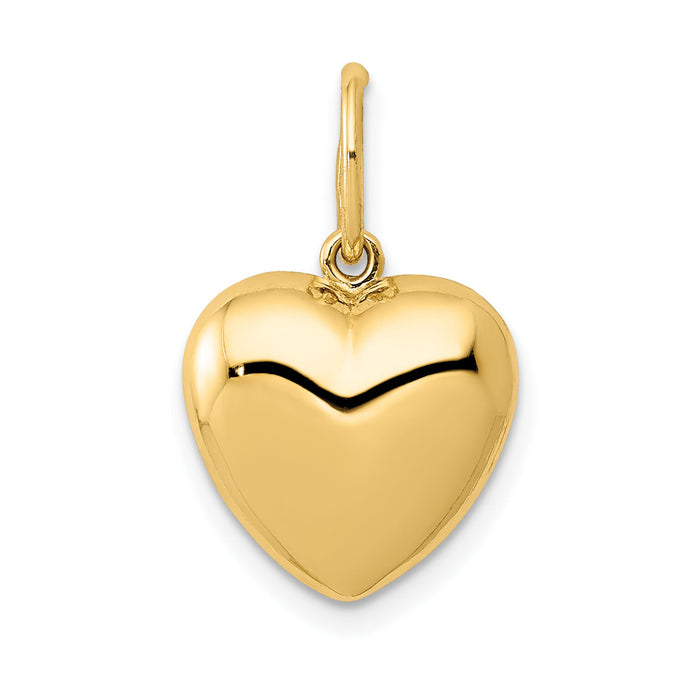 14K Polished 3-D Puffed Heart Pendant-YC1213