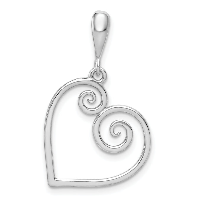 14K White Gold Heart Pendant-YC1215