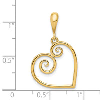 14K Polished Swirl Heart Pendant-YC1217