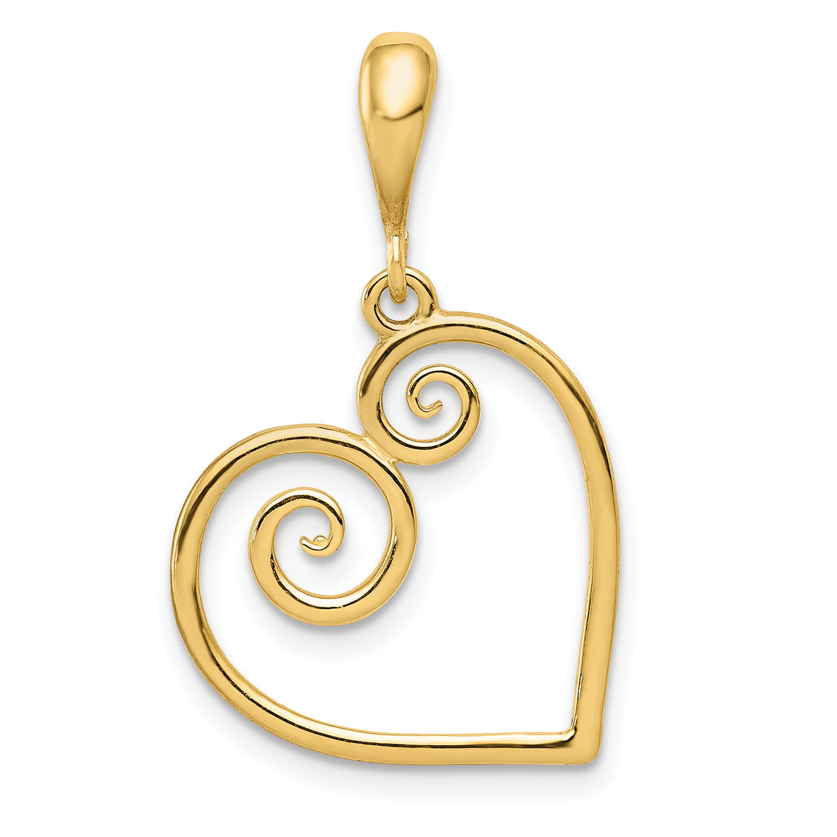 14K Polished Swirl Heart Pendant-YC1217