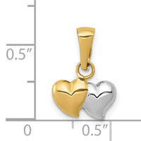 14K w/White Rhodium Double Heart Pendant-YC1219