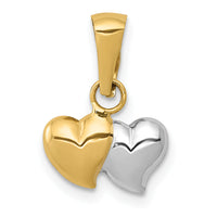 14K w/White Rhodium Double Heart Pendant-YC1219