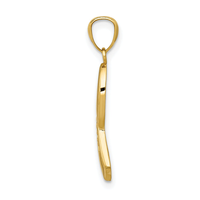 14k Gold Polished HOPE Ribbon Pendant-YC1232