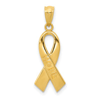 14k Gold Polished HOPE Ribbon Pendant-YC1232