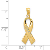 14k Gold Polished SURVIVOR Ribbon Pendant-YC1233