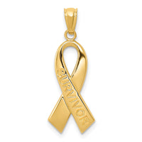 14k Gold Polished SURVIVOR Ribbon Pendant-YC1233