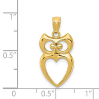 14k Gold Polished Cut-out Owl Pendant-YC1241