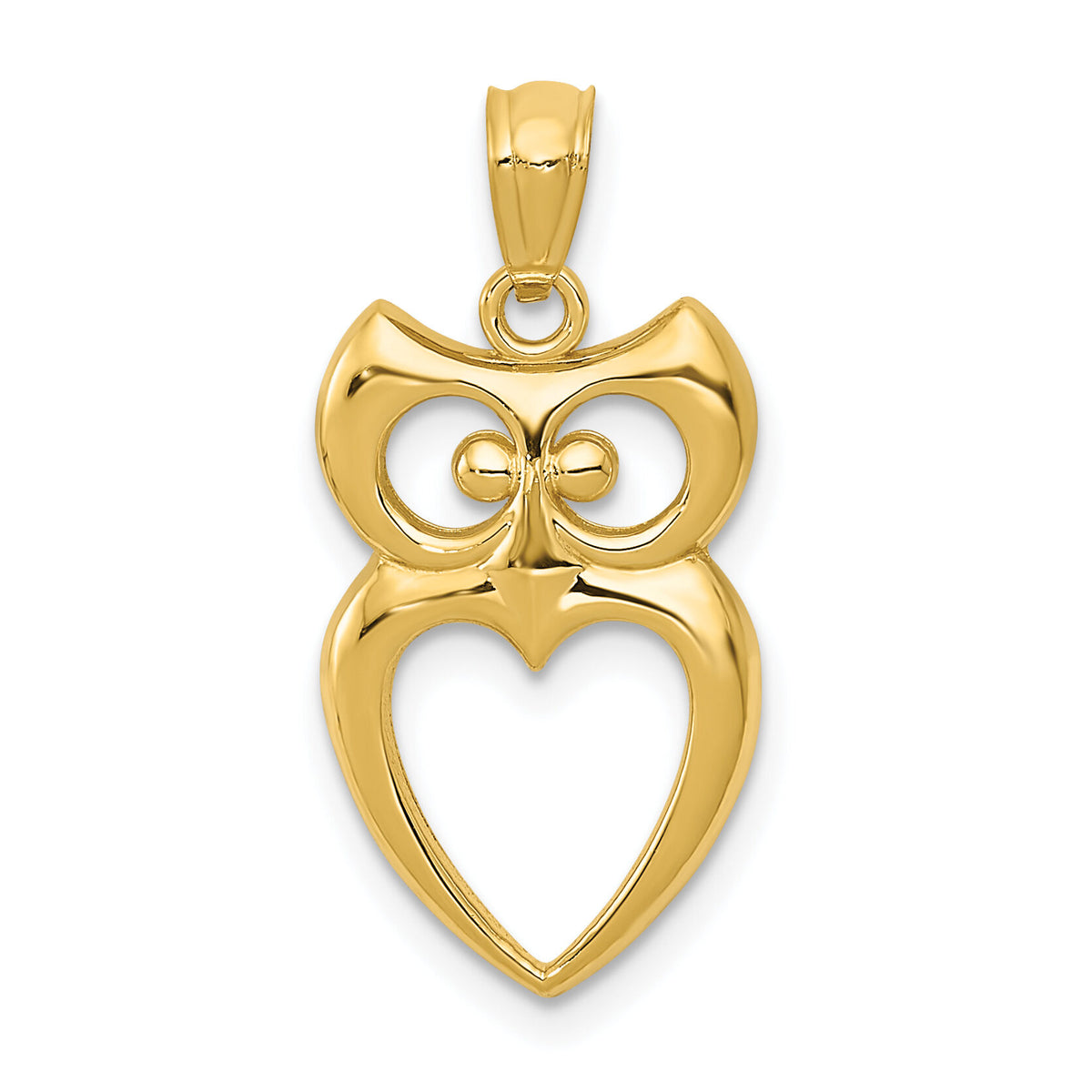 14k Gold Polished Cut-out Owl Pendant-YC1241