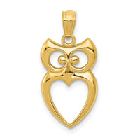 14k Gold Polished Cut-out Owl Pendant-YC1241
