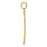 14K Gold Polished and Textured Angel Wing Pendant-YC1243