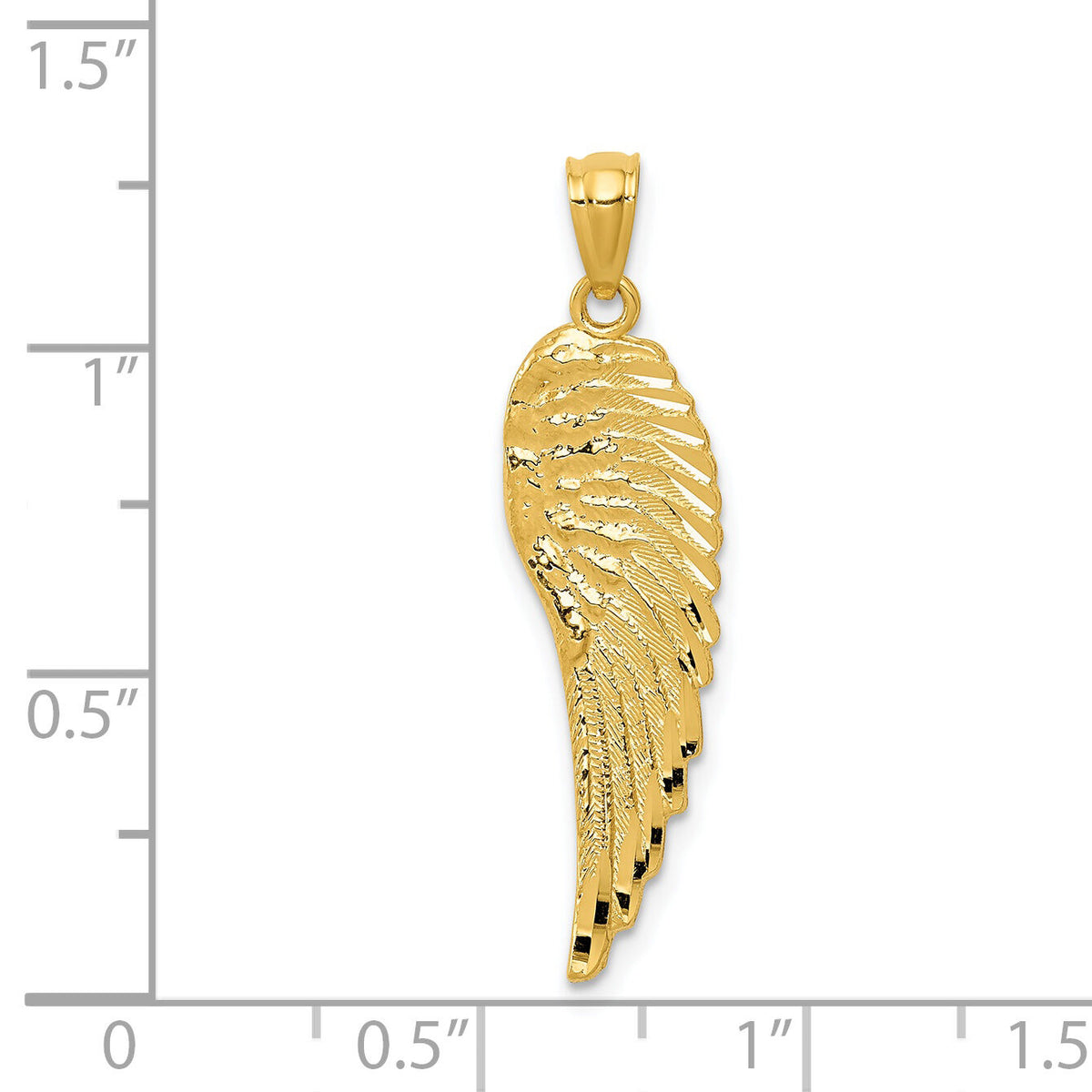14K Gold Polished and Textured Angel Wing Pendant-YC1243