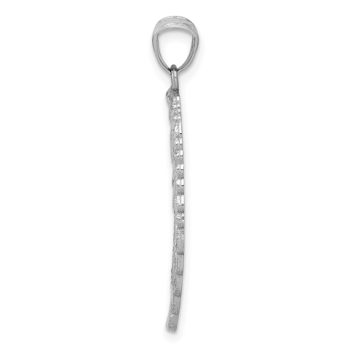 14K White Gold Polished and Textured Angel Wing Pendant-YC1244