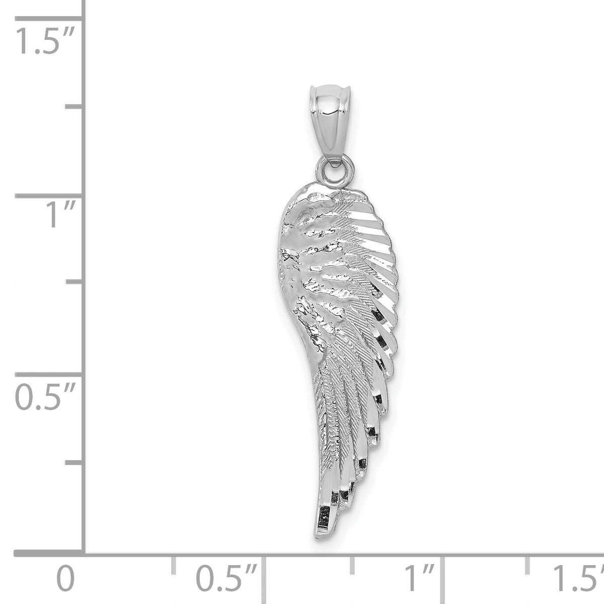 14K White Gold Polished and Textured Angel Wing Pendant-YC1244