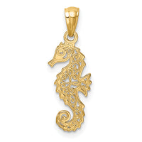 14k Gold Polished Filigree Seahorse Pendant-YC1247