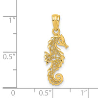 14k Gold Polished Filigree Seahorse Pendant-YC1247