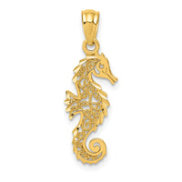 14k Gold Polished Filigree Seahorse Pendant-YC1247