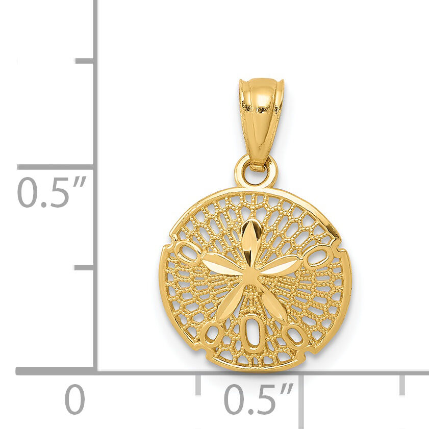 14k Gold Polished Filigree Sand Dollar Pendant-YC1250
