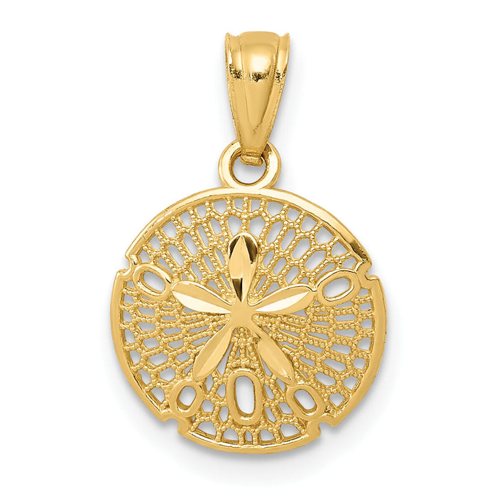 14k Gold Polished Filigree Sand Dollar Pendant-YC1250