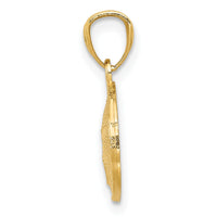 14K Gold Polished and Textured Sand Dollar Pendant-YC1252