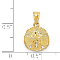 14K Gold Polished and Textured Sand Dollar Pendant-YC1252