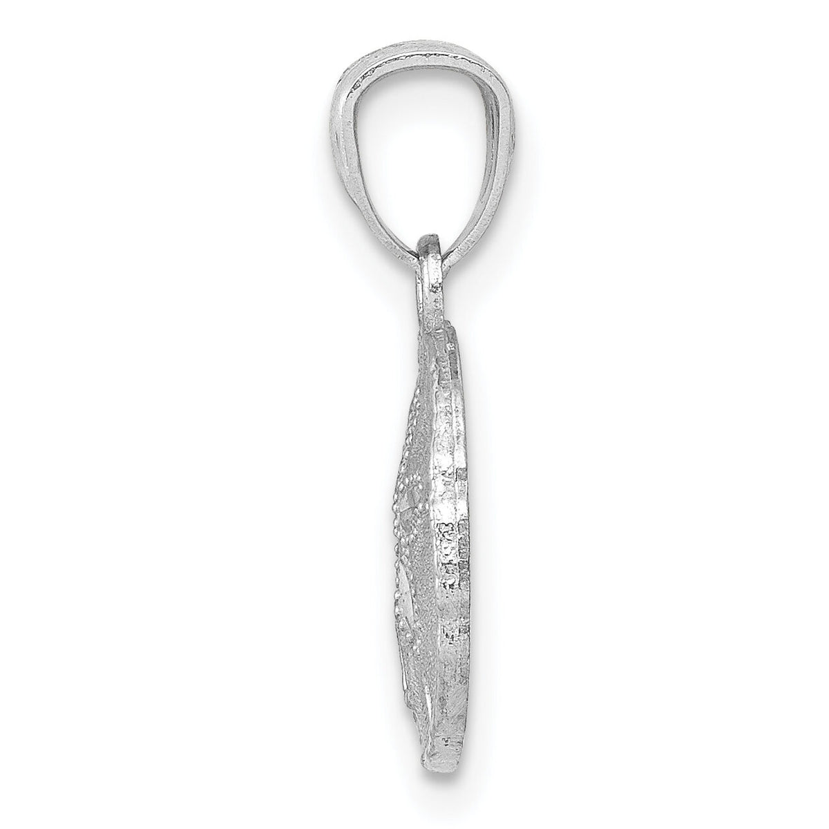 14K White Gold Polished and Textured Sand Dollar Pendant-YC1253