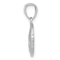 14K White Gold Polished and Textured Sand Dollar Pendant-YC1253
