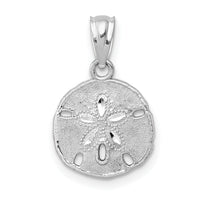14K White Gold Polished and Textured Sand Dollar Pendant-YC1253