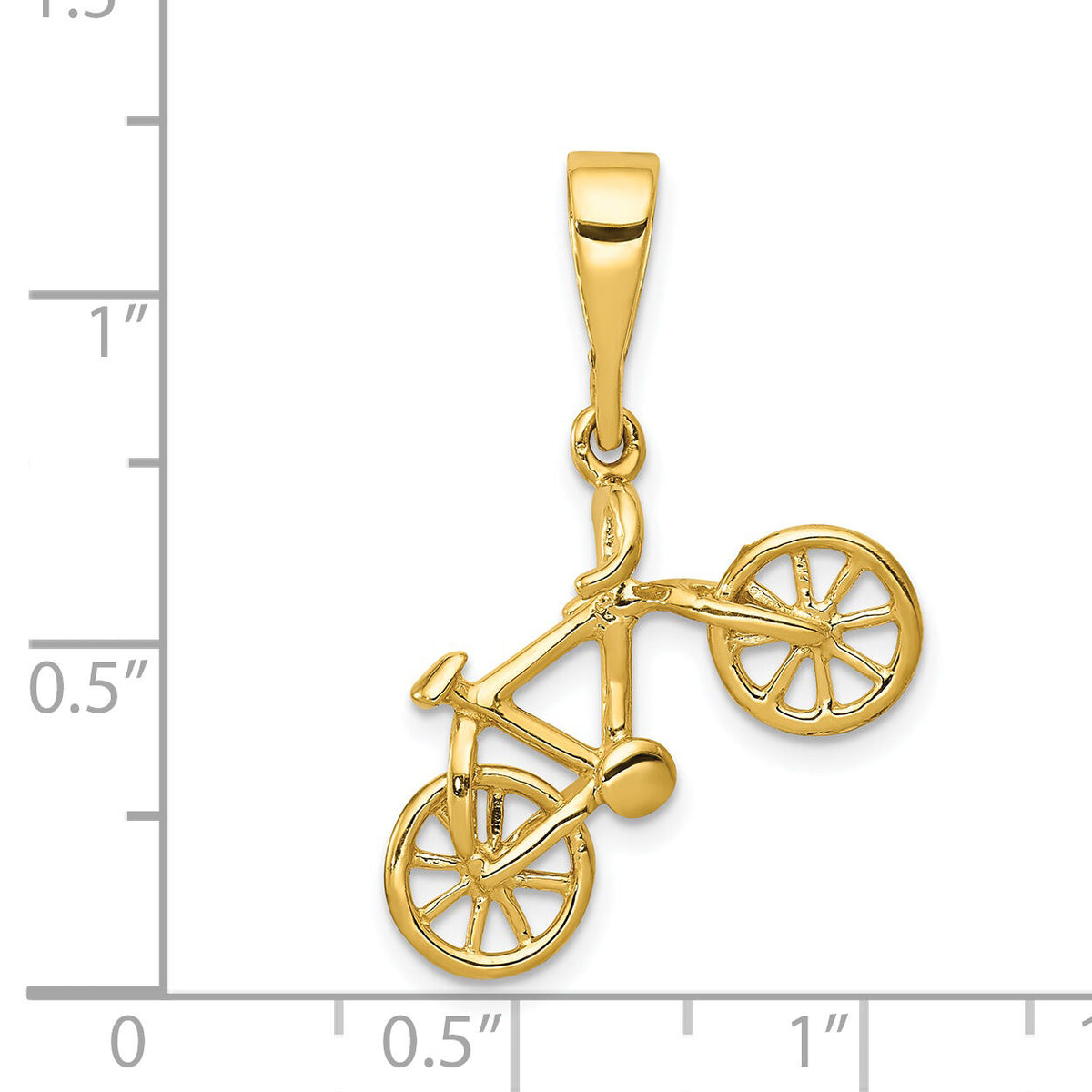 14kt Yellow Gold Polished 3D Bicycle Pendant-YC1255