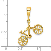 14kt Yellow Gold Polished 3D Bicycle Pendant-YC1255