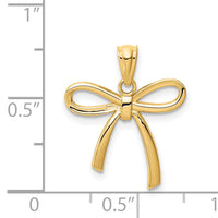 14k Gold Polished Small Ribbon Bow Pendant-YC1258