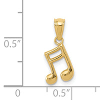 14k Gold Polished Music Note Pendant-YC1260