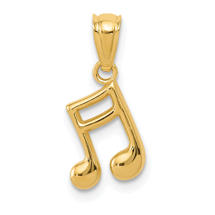 14k Gold Polished Music Note Pendant-YC1260