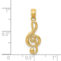 14k Gold Polished Treble Clef Pendant-YC1261