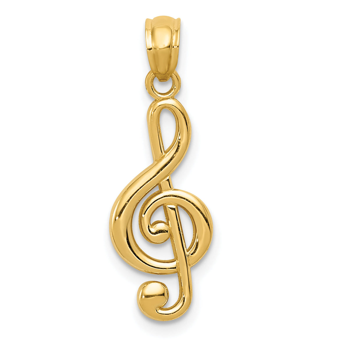 14k Gold Polished Treble Clef Pendant-YC1261