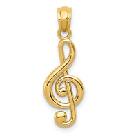 14k Gold Polished Treble Clef Pendant-YC1261