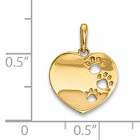 14k Childrens Heart with Pawprints Pendant-YC1293