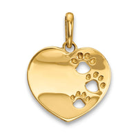 14k Childrens Heart with Pawprints Pendant-YC1293