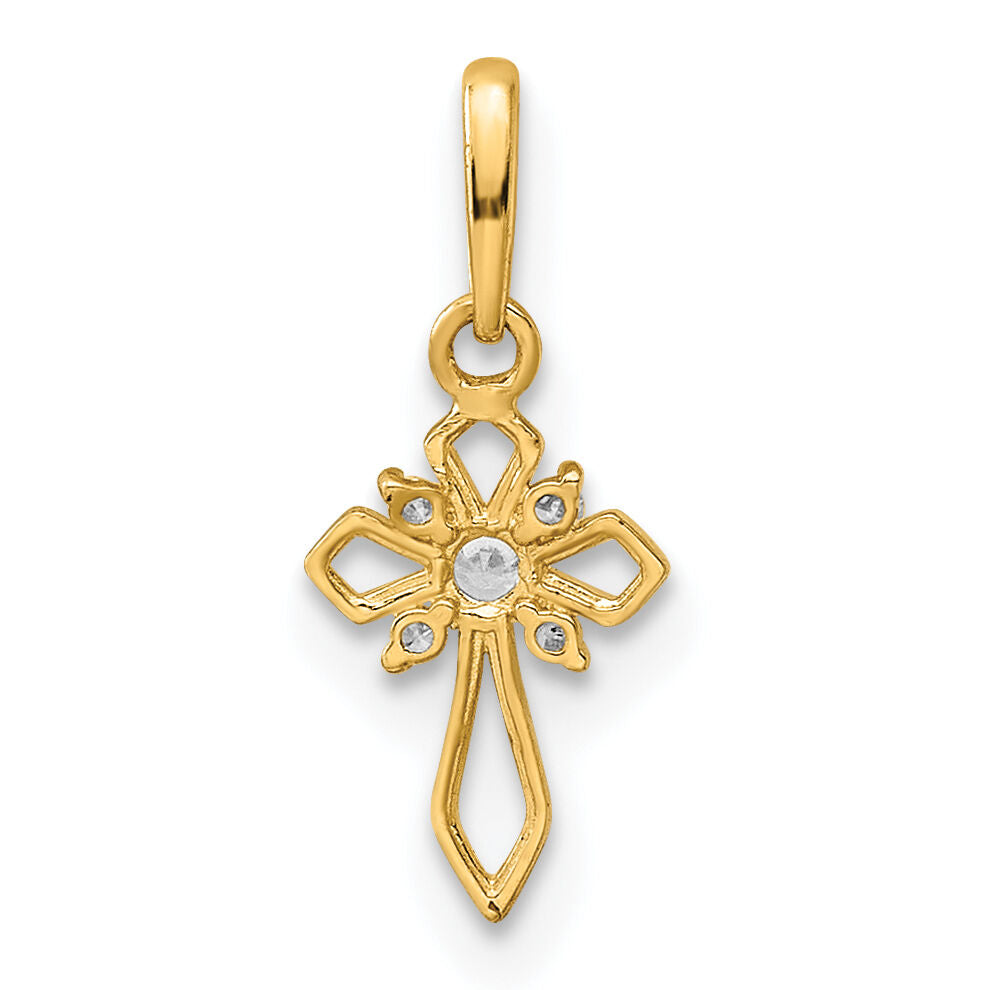 14k Childrens Fancy CZ Cross Pendant-YC1302