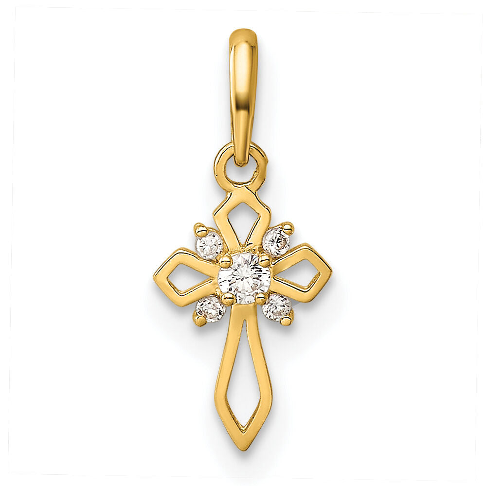 14k Childrens Fancy CZ Cross Pendant-YC1302