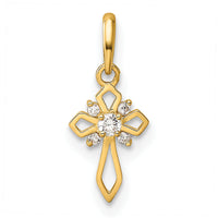 14k Childrens Fancy CZ Cross Pendant-YC1302