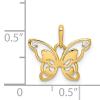 14k Polished CZ Butterfly Pendant-YC1304