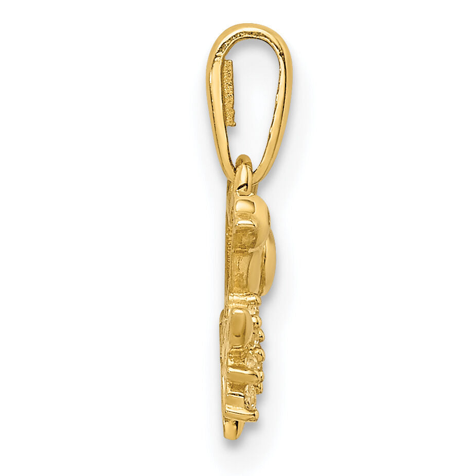 14K Bird on a Branch CZ Pendant-YC1317