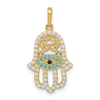 14K Multi-colored CZ Hamsa Pendant-YC1324